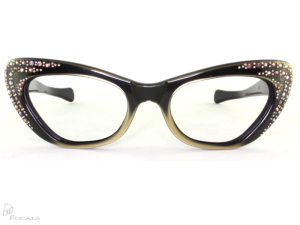 Woman's Eyewear from Old Focals Vintage Cateyes Black with Rhinestones