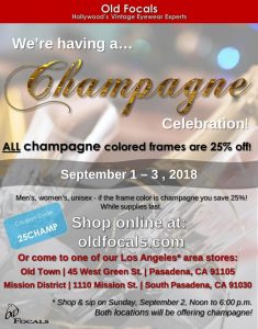 Read more about the article Old Focals is having a “Champagne” Celebration